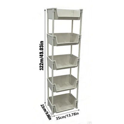 Multilayer Plastic Rolling Storage Cart with Wheels | Multi-Purpose Layered Organizer Shelf