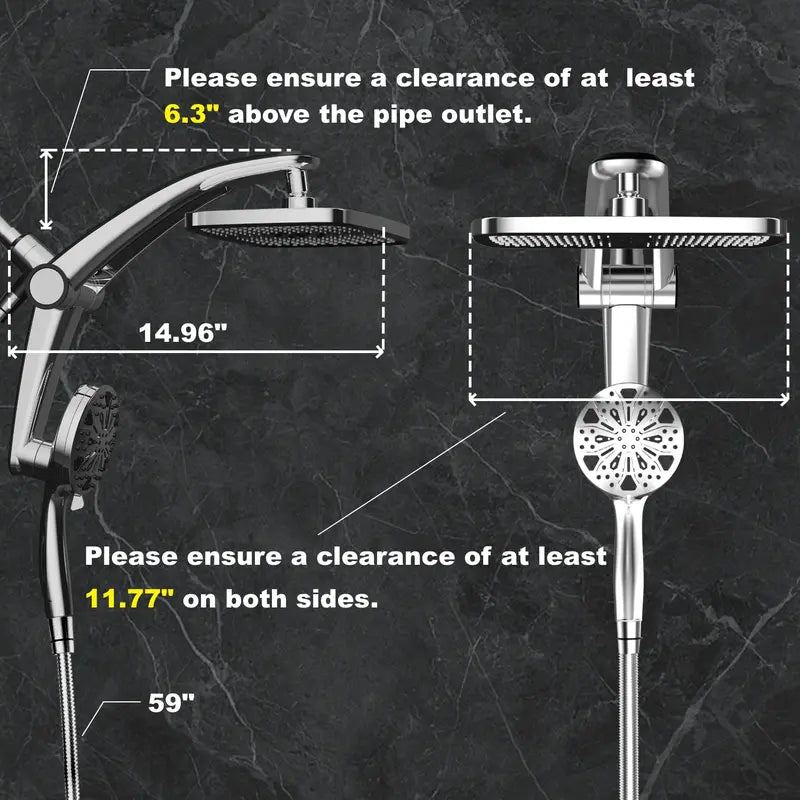 Dock-Free Dual Rain Shower Head Combo