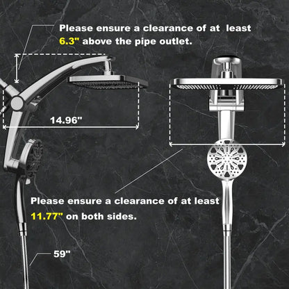 Dock-Free Dual Rain Shower Head Combo
