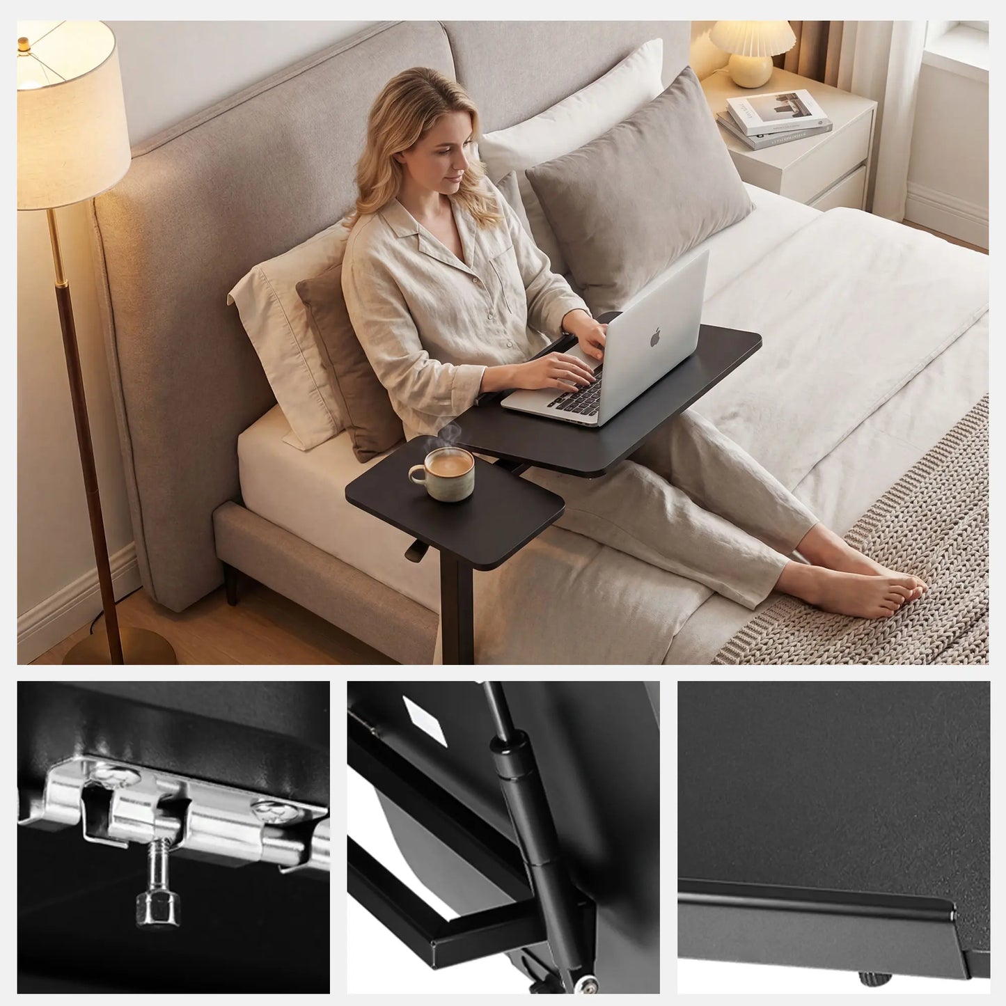 Tiltable, height-adjustable, and movable standing laptop desk
