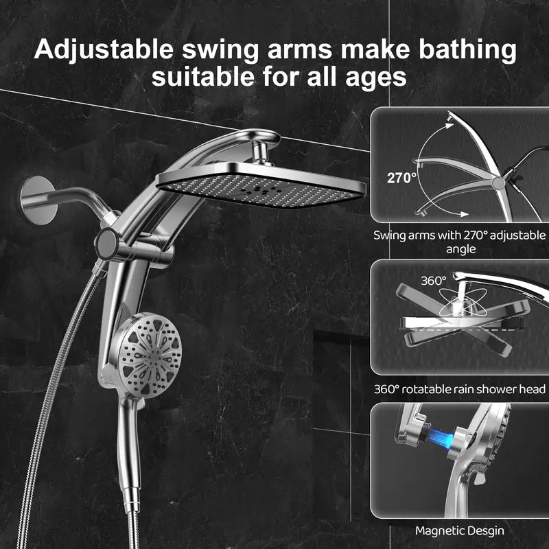 Dock-Free Dual Rain Shower Head Combo