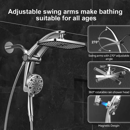 Dock-Free Dual Rain Shower Head Combo
