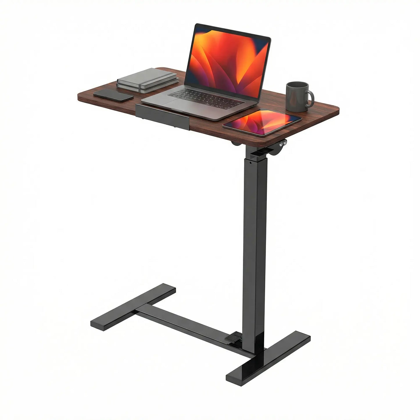 Tiltable, height-adjustable, and movable standing laptop desk