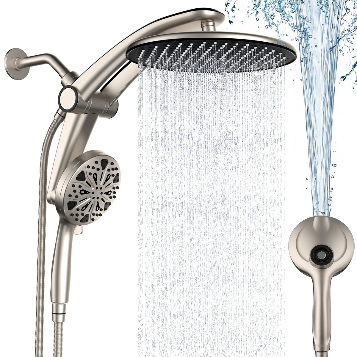 Dock-Free Dual Rain Shower Head Combo