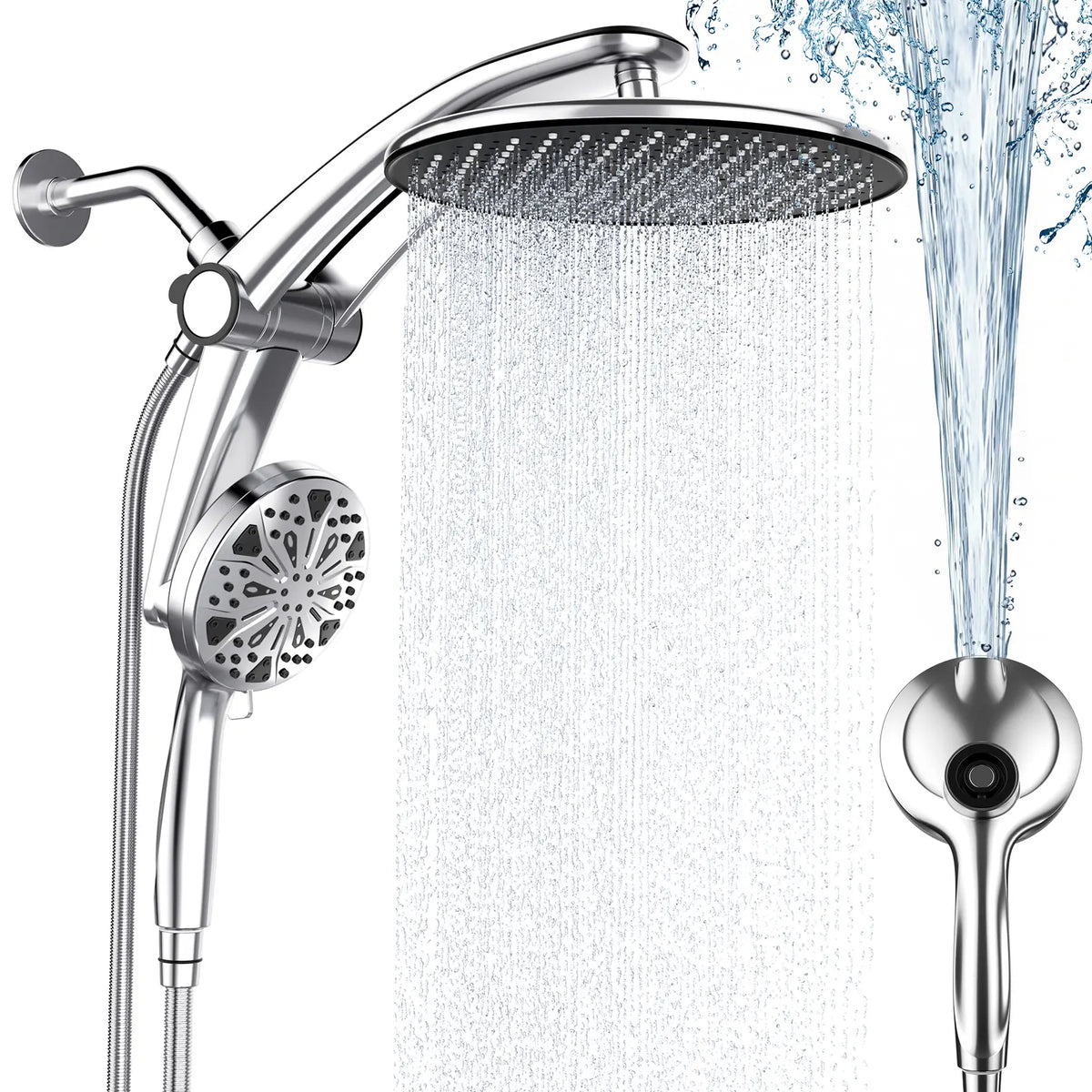 Dock-Free Dual Rain Shower Head Combo