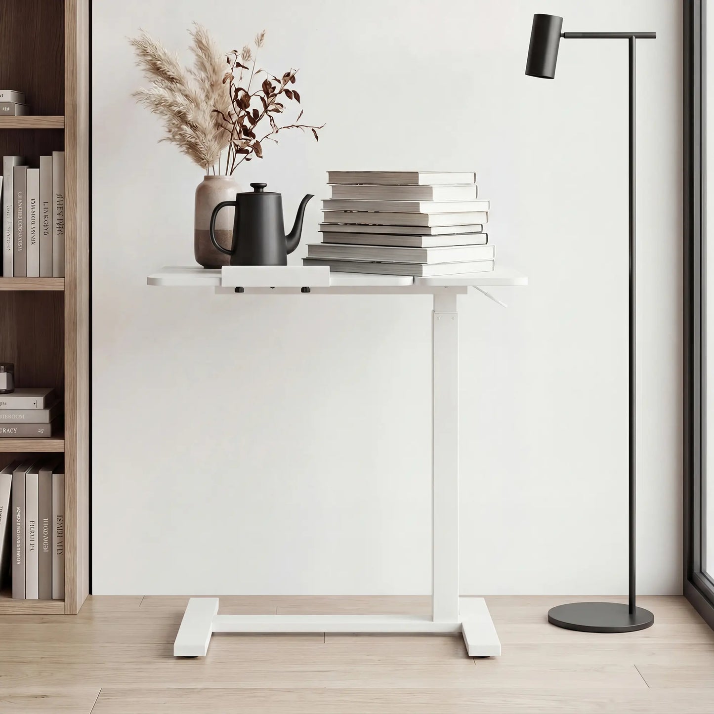 Tiltable, height-adjustable, and movable standing laptop desk