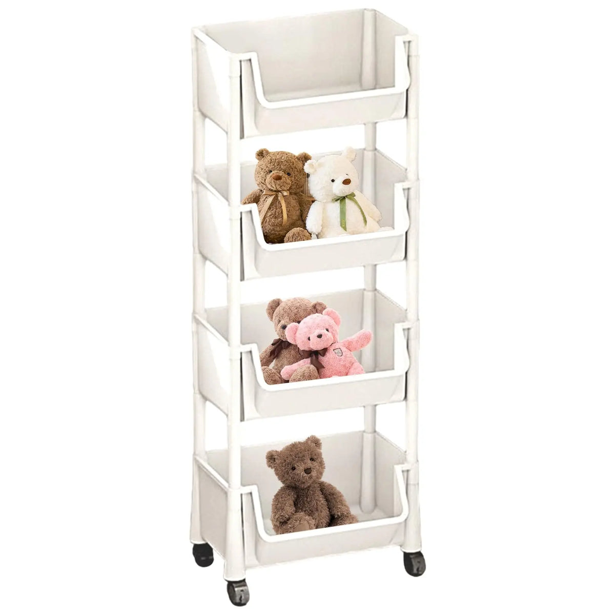 Multilayer Plastic Rolling Storage Cart with Wheels | Multi-Purpose Layered Organizer Shelf